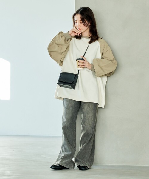 FREAK'S STORE トレーナー スウェット 限定展開 裏毛 異素材 ドッキング 2WAY ビッグ プルオーバー レディース - 画像 (9)