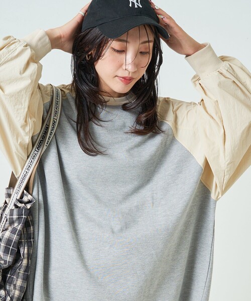 FREAK'S STORE トレーナー スウェット 限定展開 裏毛 異素材 ドッキング 2WAY ビッグ プルオーバー レディース - 画像 (4)