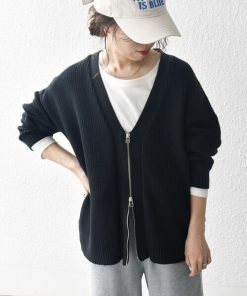 SHIPS any カーディガン any:「手洗い可能」畦編み ドライバーズ Vネック ショート ジップ メンズ レディース