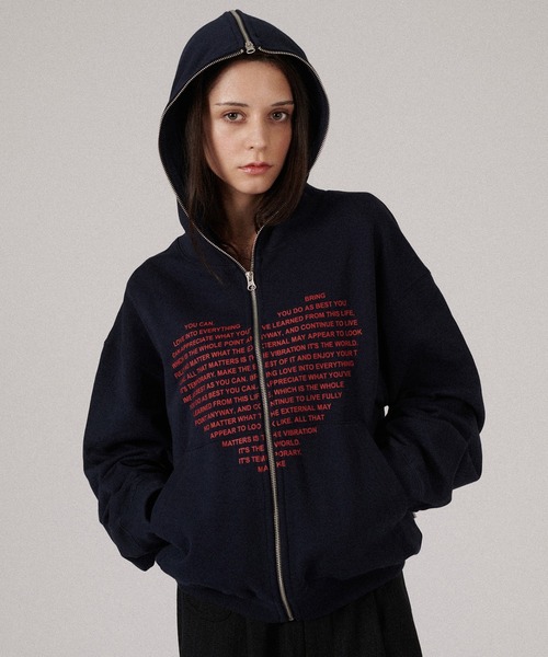 ONCILY パーカー 「 × WISH FOR EVER 」HEART COLLAB FULL-ZIP HOODIE / ハートコラボフルジップフ - 画像 (5)