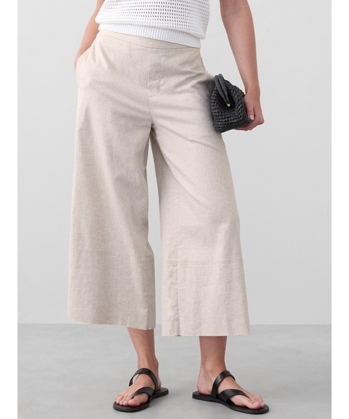 BANANA REPUBLIC パンツ FACTORY STORE リネンブレンド ワイドレッグ クロップド プルオンパンツ レディース - 画像 (3)