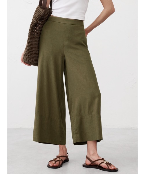 BANANA REPUBLIC パンツ FACTORY STORE リネンブレンド ワイドレッグ クロップド プルオンパンツ レディース - 画像 (4)