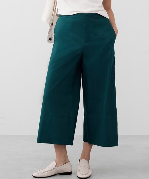 BANANA REPUBLIC パンツ FACTORY STORE リネンブレンド ワイドレッグ クロップド プルオンパンツ レディース