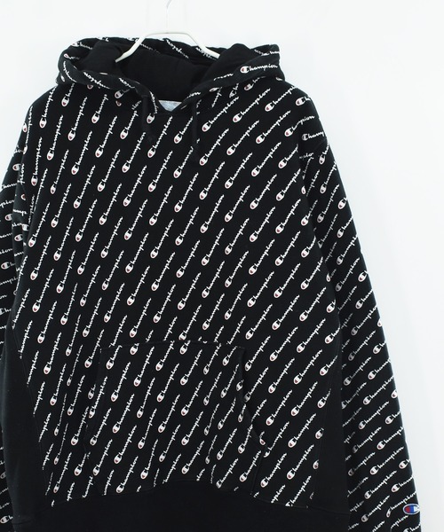 Champion パーカー 「ヴィンテージ古着」Champion ロゴ総柄 プルオーバーパーカー メンズ レディース - 画像 (2)