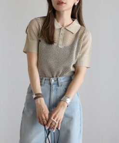 Bonjour Sagan ポロシャツ ポロ メッシュニットポロシャツ レディース