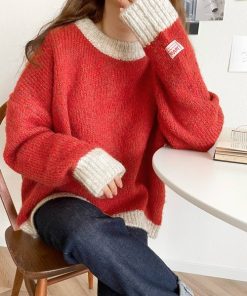 Java 「Java」 長袖ニット MEDIUM レッド レディース