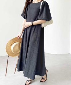 GeeRA 「GeeRA」 半袖ワンピース MEDIUM チャコール レディース