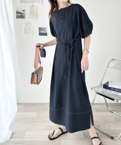 classicalelf 「classicalelf」 半袖ワンピース LARGE ネイビー レディース