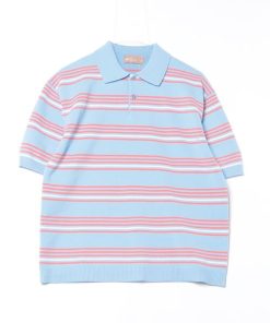 GLOBAL WORK 「GLOBAL WORK」 ボーダー柄半袖ニット S ブルー メンズ