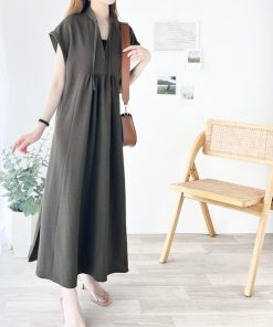 classicalelf 「classicalelf」 半袖ワンピース LARGE チャコールグレー レディース