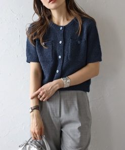 Bonjour Sagan 「Bonjour Sagan」 「ANDSEARCH」7分袖ニットカーディガン FREE ネイビー レディース