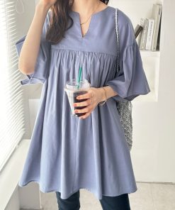 GeeRA 「GeeRA」 半袖ワンピース MEDIUM ブルー レディース