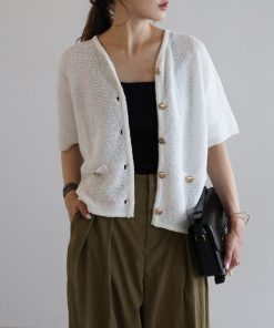 Bonjour Sagan 「Bonjour Sagan」 半袖ニット FREE オフホワイト レディース