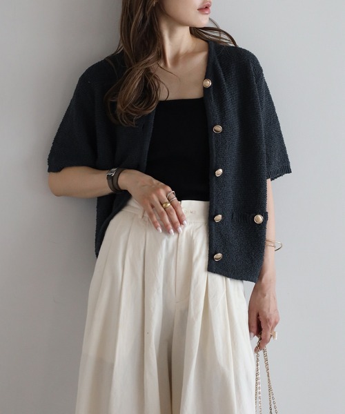 Bonjour Sagan 「Bonjour Sagan」 半袖ニット FREE オフホワイト レディース - 画像 (3)