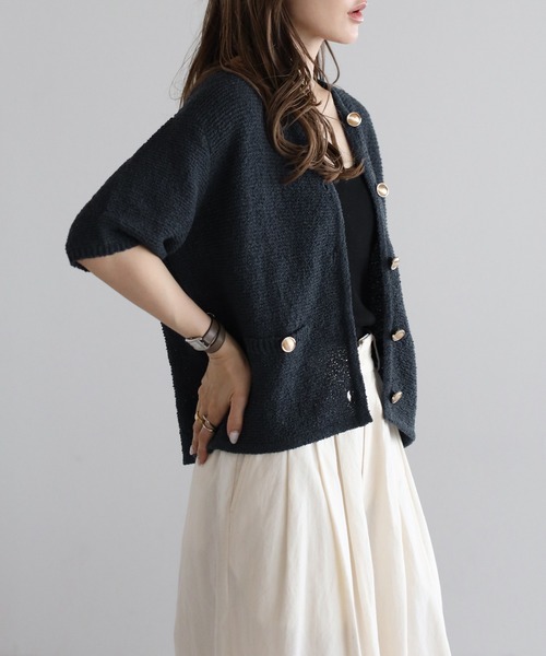 Bonjour Sagan 「Bonjour Sagan」 半袖ニット FREE オフホワイト レディース - 画像 (5)