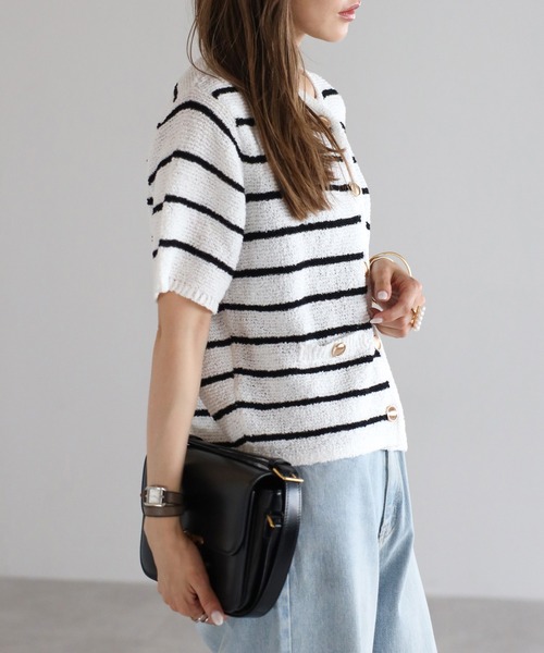 Bonjour Sagan 「Bonjour Sagan」 半袖ニット FREE オフホワイト レディース - 画像 (9)