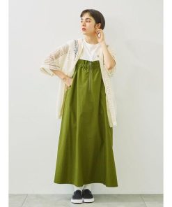 Samansa Mos2 ワンピース コットンナイロンハーフジップジャンパースカート