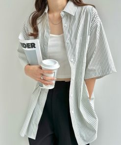 andme 「andme」 「alma design」半袖シャツ L ホワイト×グリーン レディース