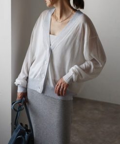 Bonjour Sagan 「Bonjour Sagan」 ニットカーディガン FREE ホワイト×シルバー レディース