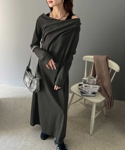 classicalelf 「classicalelf」 長袖ワンピース MEDIUM グレー レディース