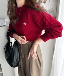 classicalelf 「classicalelf」 長袖ニット LARGE レッド レディース