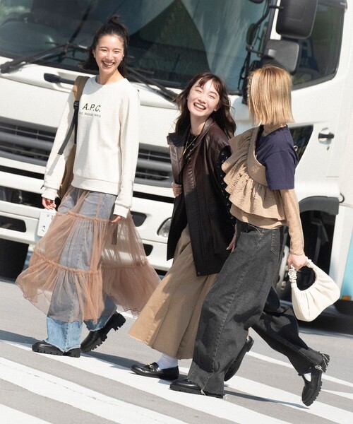 FREAK'S STORE 「FREAK'S STORE」 ロングスカート フリ- ブラック レディース - 画像 (2)