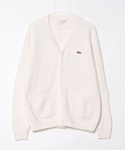 LACOSTE 「LACOSTE」 ニットカーディガン 5 ホワイト メンズ