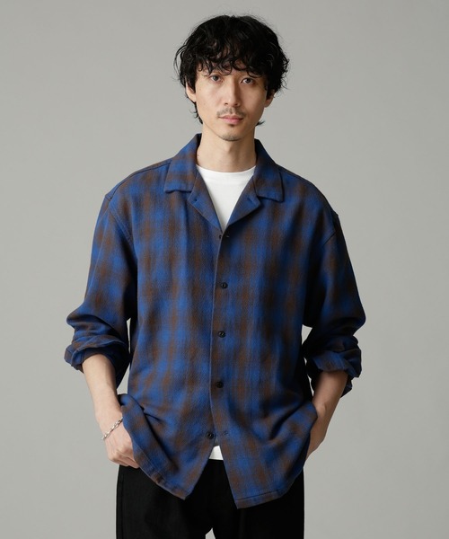 NANO universe 「NANO universe」 長袖シャツ S ブルー メンズ