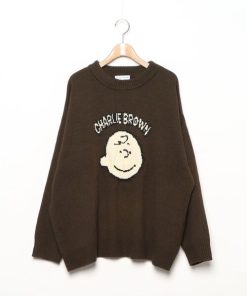 FREAK'S STORE 「FREAK'S STORE」 長袖ニット「PEANUTSコラボ」 LARGE ブラウン メンズ