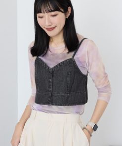 AMERICAN HOLIC tシャツ ニュアンス柄プリントシアープルオーバー レディース