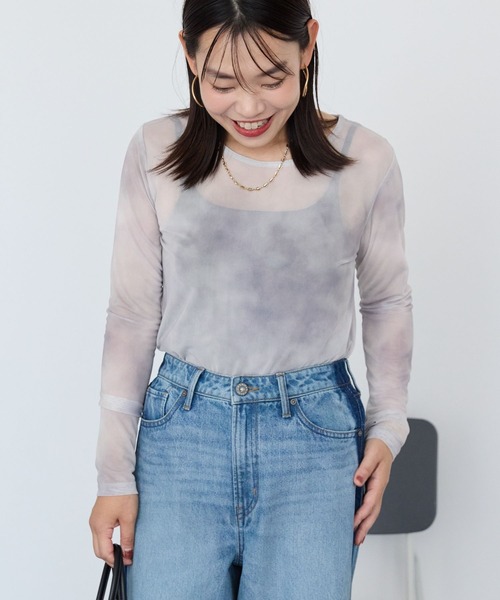 AMERICAN HOLIC tシャツ ニュアンス柄プリントシアープルオーバー レディース - 画像 (2)