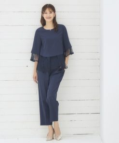 DRESS+ 「DRESS PLUS」 セットアップ L ネイビー レディース