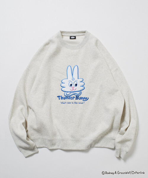 FREAK'S STORE トレーナー スウェット 限定展開 Thunder Bunny/サンダーバニー/別注 ビッグシルエット サガラ刺繍 クルーネックスウェット メンズ レデ - 画像 (3)