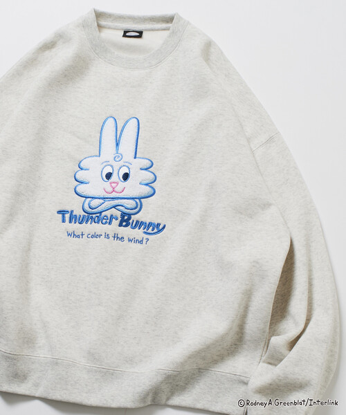 FREAK'S STORE トレーナー スウェット 限定展開 Thunder Bunny/サンダーバニー/別注 ビッグシルエット サガラ刺繍 クルーネックスウェット メンズ レデ - 画像 (6)