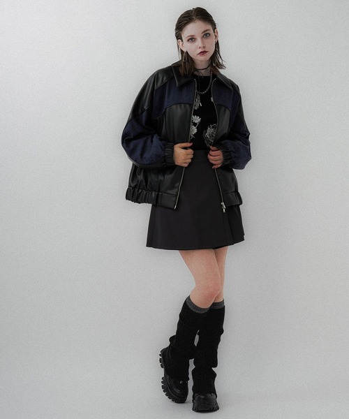 HARE ブルゾン アウター フェイクレザージャガードミドルブルゾン レディース - 画像 (6)