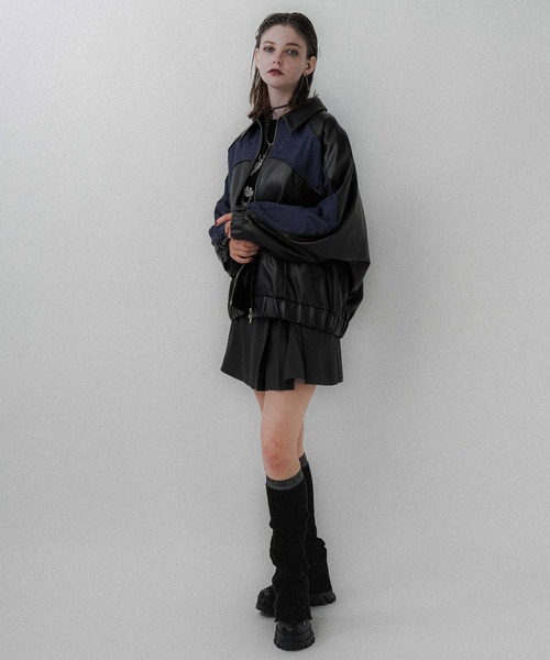 HARE ブルゾン アウター フェイクレザージャガードミドルブルゾン レディース - 画像 (7)