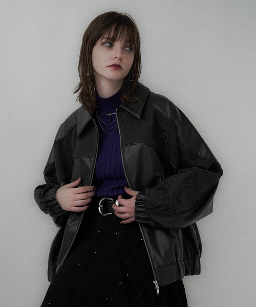 HARE ブルゾン アウター フェイクレザージャガードミドルブルゾン レディース - 画像 (9)