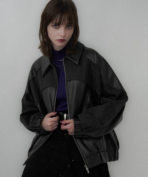 HARE ブルゾン アウター フェイクレザージャガードミドルブルゾン レディース - 画像 (8)