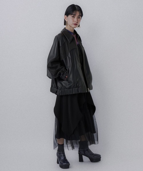 HARE ブルゾン アウター フェイクレザージャガードミドルブルゾン レディース - 画像 (5)