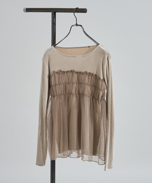 FREAK'S STORE tシャツ ベロア ドッキングチュール 長袖Tシャツ/ドッキング ベロアロンT レディース - 画像 (3)