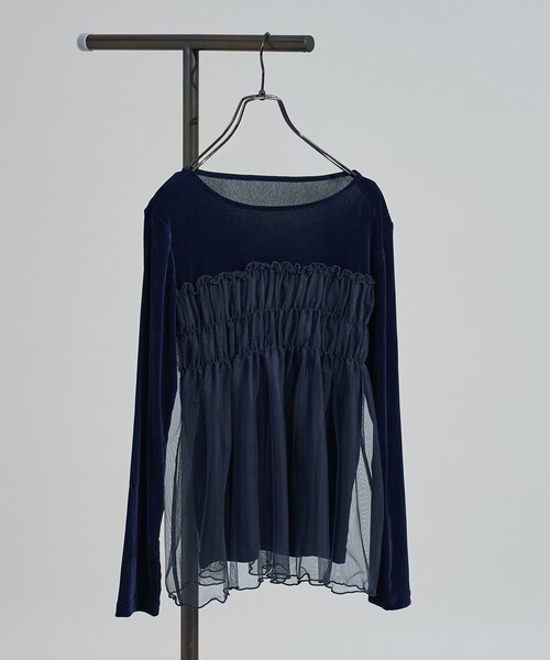 FREAK'S STORE tシャツ ベロア ドッキングチュール 長袖Tシャツ/ドッキング ベロアロンT レディース - 画像 (4)