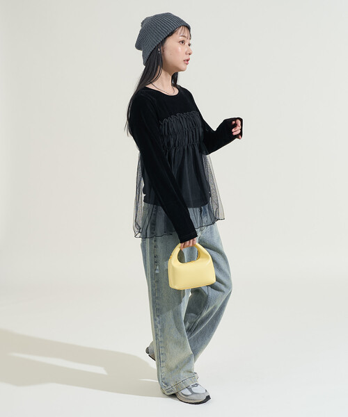 FREAK'S STORE tシャツ ベロア ドッキングチュール 長袖Tシャツ/ドッキング ベロアロンT レディース - 画像 (7)