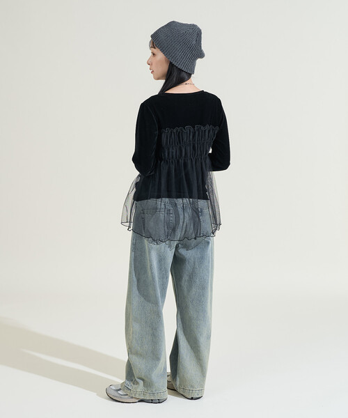 FREAK'S STORE tシャツ ベロア ドッキングチュール 長袖Tシャツ/ドッキング ベロアロンT レディース - 画像 (8)