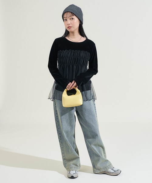 FREAK'S STORE tシャツ ベロア ドッキングチュール 長袖Tシャツ/ドッキング ベロアロンT レディース - 画像 (9)