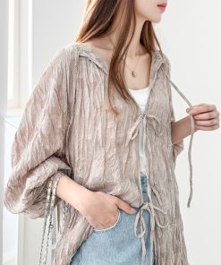 classicalelf 「classicalelf」 長袖シャツ MEDIUM グレイッシュベージュ レディース