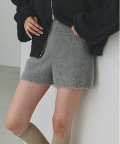 ad thie パンツ シャギーニット ショートパンツ レディース