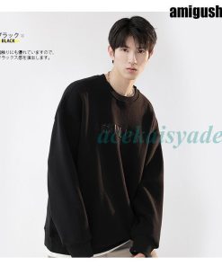 スウェット トップス パーカー トレーナー ロンT  カジュアル クルーネック メンズ レディース 無地 カップル 韓国系 ゆったり 大き目 ペア ユニセックス 黒 白