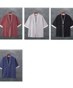 甚平 羽織 メンズ和風 カーディガン 夏 七分袖 リネンシャツ