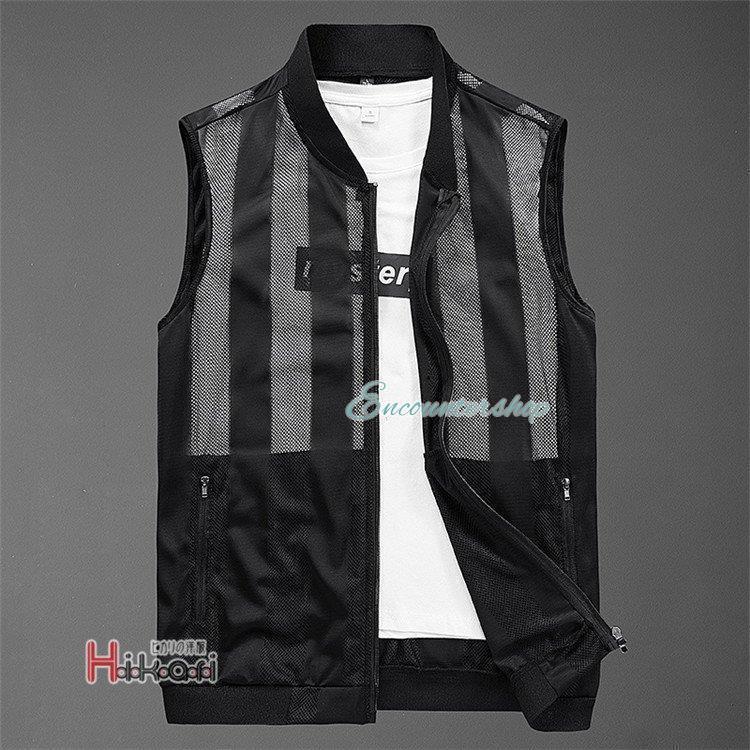 メンズ 夏用 前開き ジレ メッシュ 大きい カジュアル アウトドア 羽織 釣り スポーツ 2022夏 - 画像 (3)