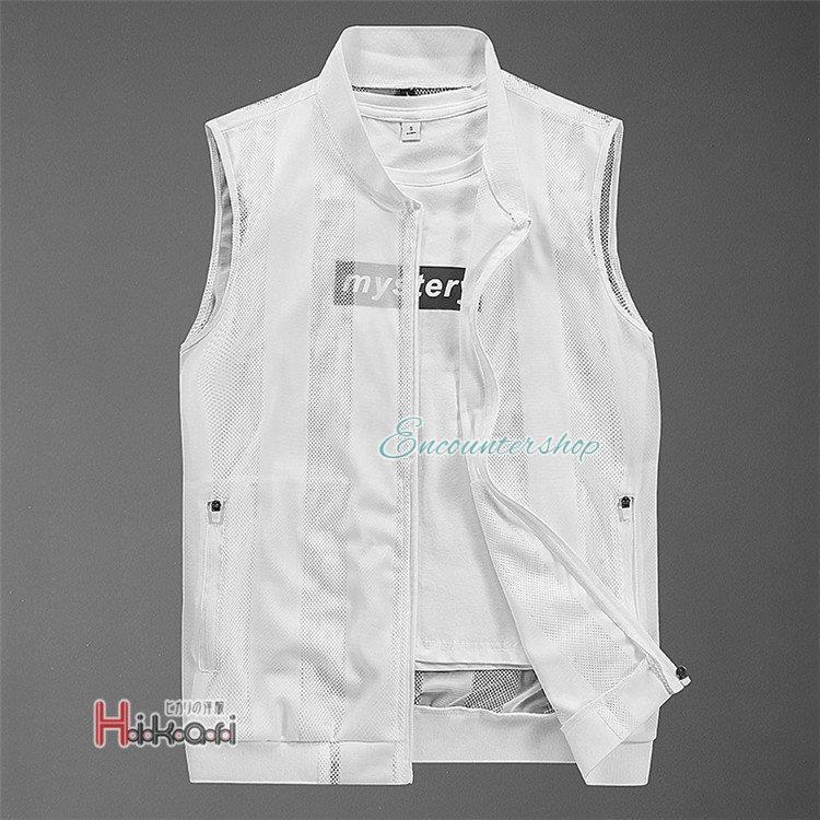 メンズ 夏用 前開き ジレ メッシュ 大きい カジュアル アウトドア 羽織 釣り スポーツ 2022夏 - 画像 (4)